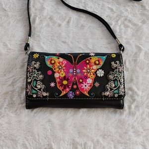 Butterfly Embroidered Rhinestone Purse Wallet